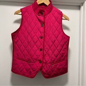 Talbots Hot Pink Quilted Snap Front Vest Womens Petite Small SP Pockets
